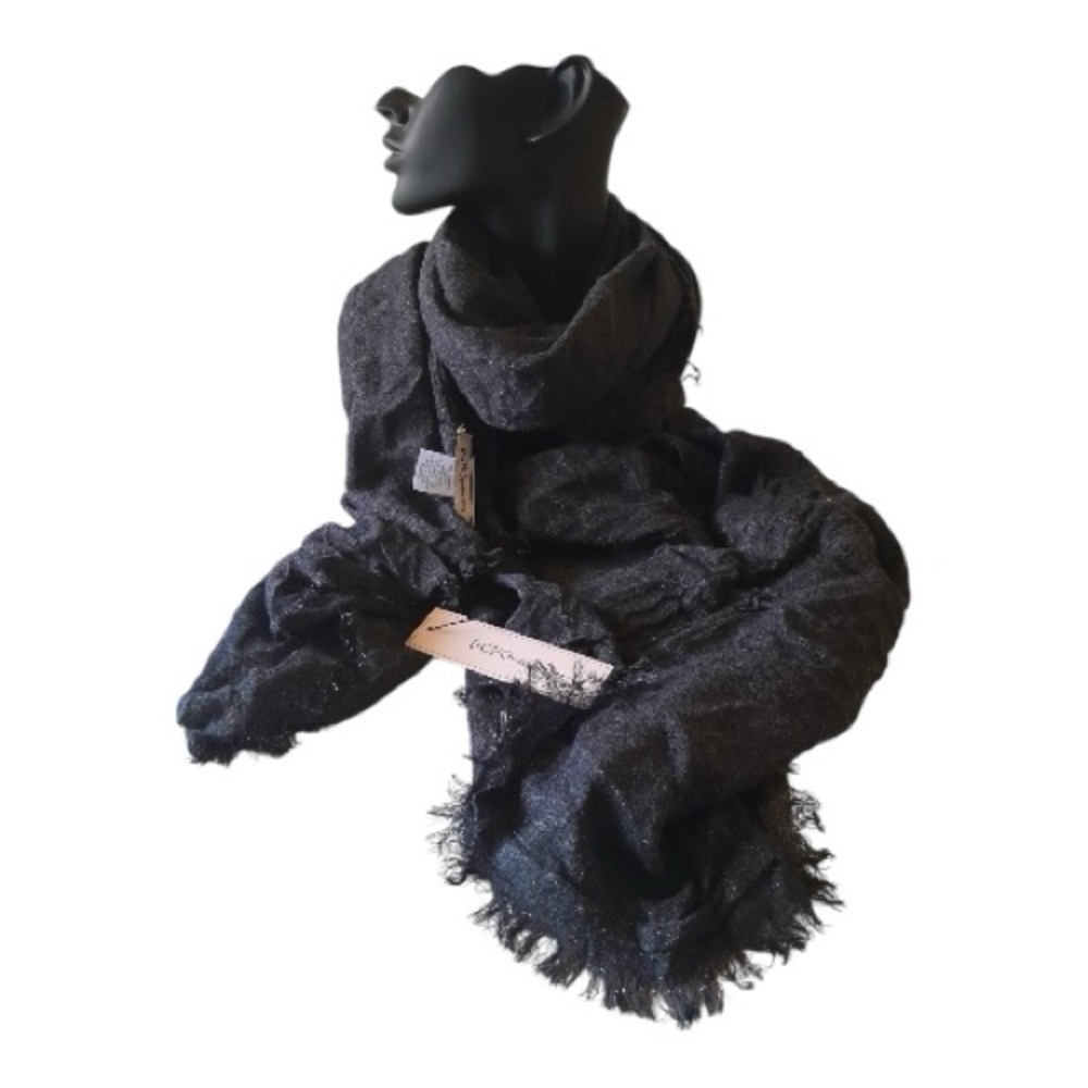 BCBGeneration Black Metallic Shimmer Shawl Wrap Scarf Oversized Evening - Picture 10 of 10